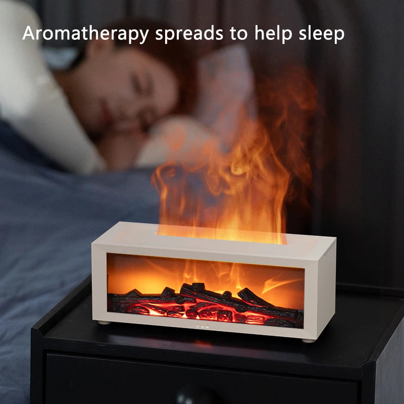 Flame Humidifier with Simulated Fireplace Effect, Remote Control, Large Spray Aroma Diffuser - Ideal for Christmas Gifts