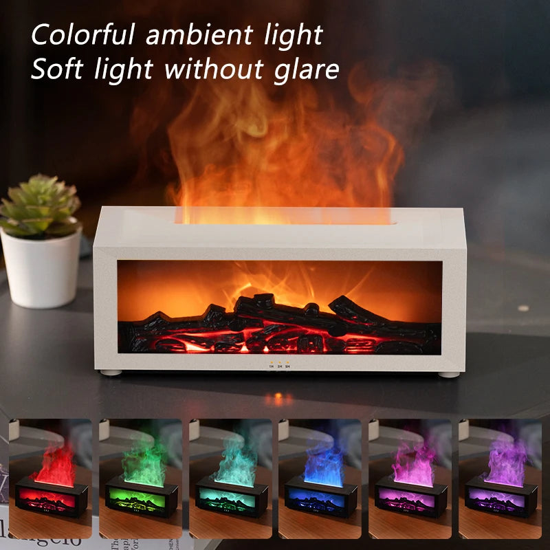 Flame Humidifier with Simulated Fireplace Effect, Remote Control, Large Spray Aroma Diffuser - Ideal for Christmas Gifts