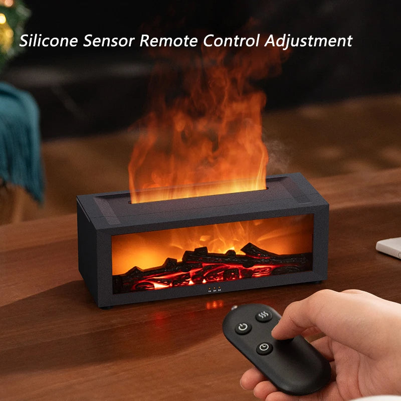 Flame Humidifier with Simulated Fireplace Effect, Remote Control, Large Spray Aroma Diffuser - Ideal for Christmas Gifts