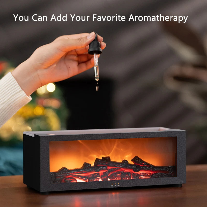 Flame Humidifier with Simulated Fireplace Effect, Remote Control, Large Spray Aroma Diffuser - Ideal for Christmas Gifts
