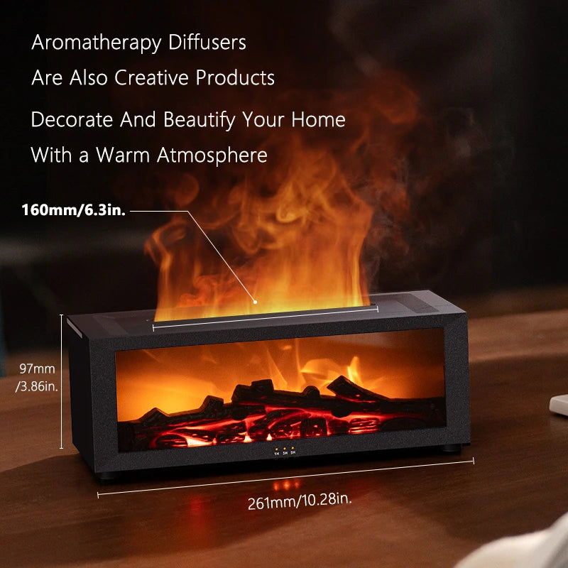 Flame Humidifier with Simulated Fireplace Effect, Remote Control, Large Spray Aroma Diffuser - Ideal for Christmas Gifts
